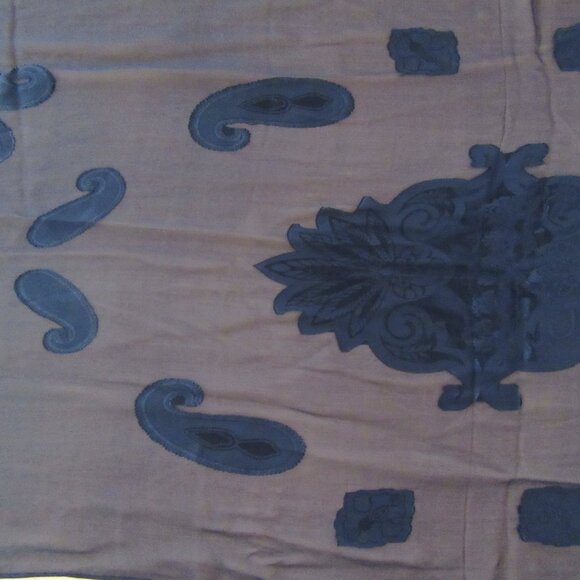 Sheer black shawl scarf with floral & paisley black on black patterns 78" x 21" - Picture 13 of 14